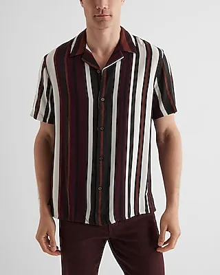 Striped Rayon Short Sleeve Shirt