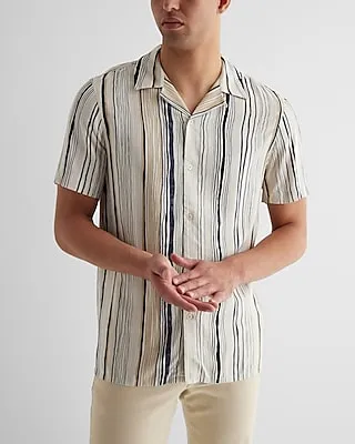 Painted Stripe Rayon Short Sleeve Shirt