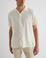 Textured Geo Rayon Short Sleeve Shirt White Men's S