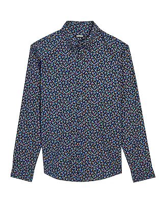 Ditsy Floral Stretch Flannel Shirt Blue Men