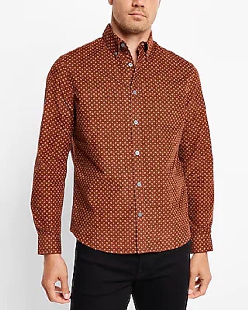 Geo Print Stretch Corduroy Shirt