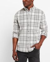 Plaid Stretch Corduroy Shirt White Men's XS