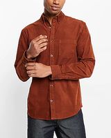 Solid Stretch Corduroy Shirt Brown Men's