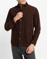 Solid Stretch Corduroy Shirt Brown Men