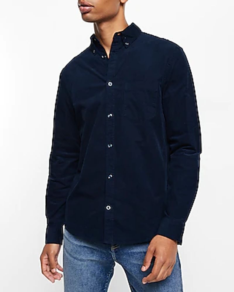 Express Solid Stretch Corduroy Shirt Men's