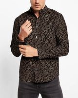 Big & Tall Ditsy Floral Stretch Corduroy Shirt Black Men's XXL