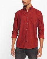 Solid Corduroy Shirt Brown Men