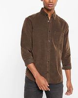 Solid Corduroy Shirt Brown Men