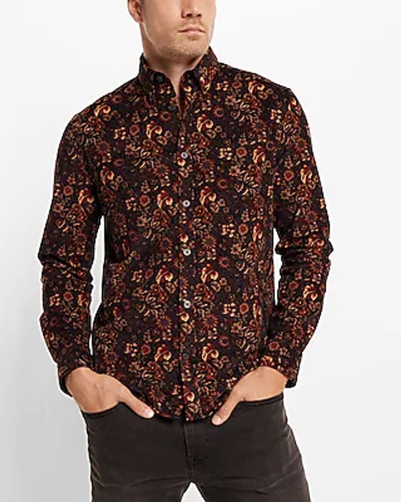 Floral Stretch Corduroy Shirt