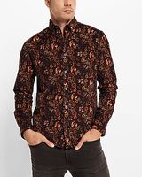 Floral Stretch Corduroy Shirt Men