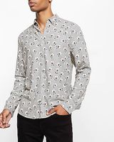 Floral Stretch Flannel Shirt Gray Men's S