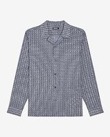 Diamond Print Stretch Cotton Shirt Blue Men's XS