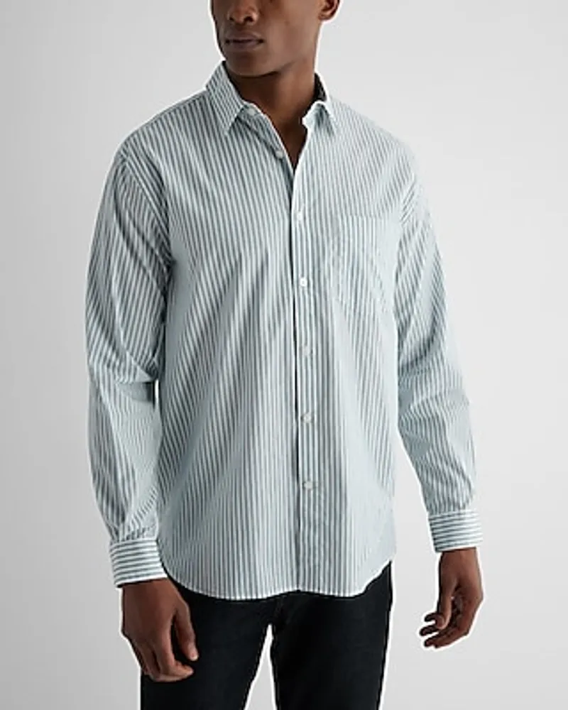 Big & Tall Relaxed Striped Stretch Cotton Shirt Men's XXL