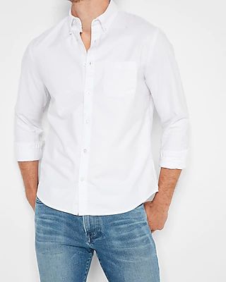 Solid Stretch Oxford Shirt White Men's