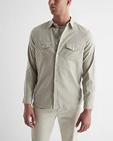 Stretch Linen-Blend Double Pocket Shirt Neutral Men