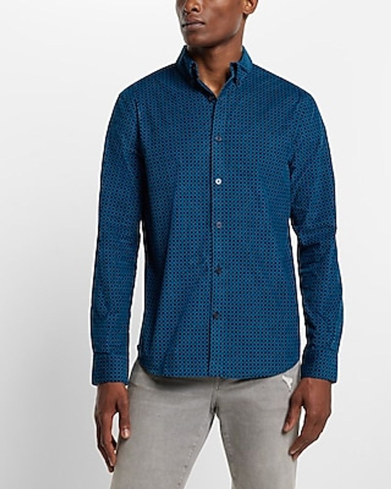 Geo Print Stretch Corduroy Shirt