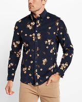 Floral Print Stretch Corduroy Shirt