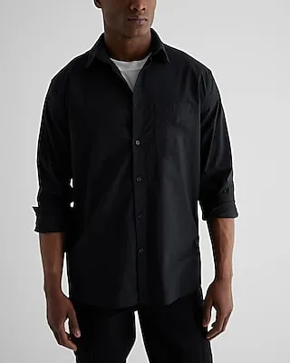 Relaxed Solid Stretch Cotton Shirt Men's XS