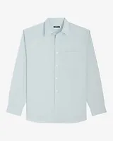 Relaxed Solid Stretch Cotton Shirt Blue Men's XS