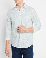 Geo Print Stretch Cotton Shirt White Men's XS