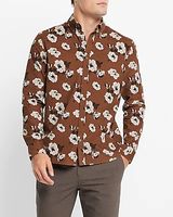 Floral Stretch Corduroy Shirt Pink Men's