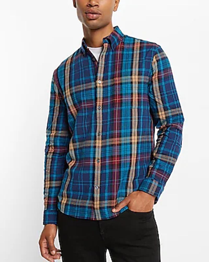 Plaid Stretch Flannel Shirt Men