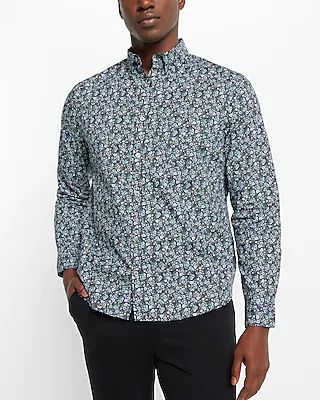 Floral Print Stretch Cotton Shirt Men