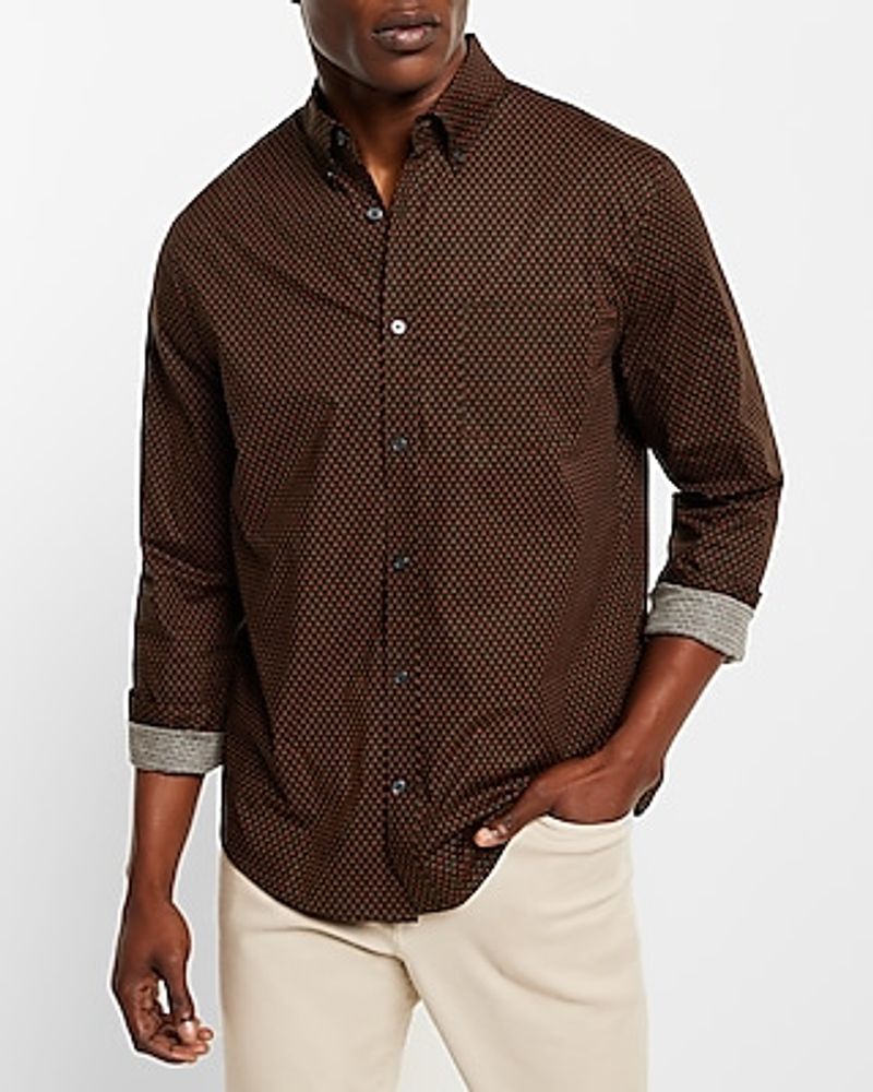 Geo Print Stretch Cotton Shirt