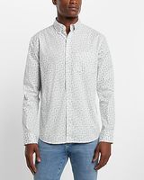 Dot Print Stretch Cotton Shirt Blue Men