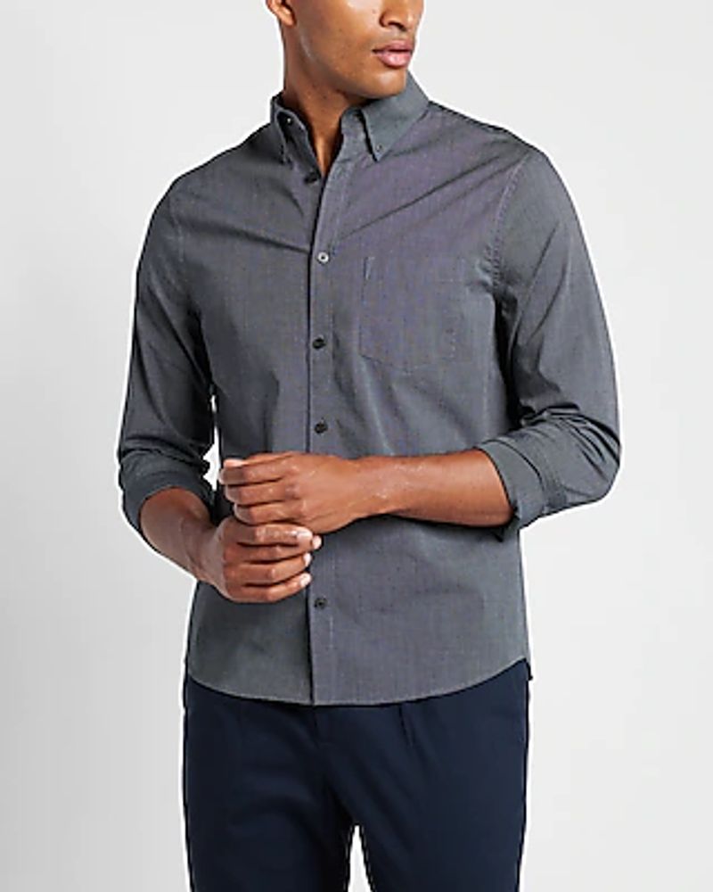 Solid Stretch Cotton Long Sleeve Shirt