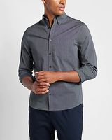 Solid Stretch Cotton Long Sleeve Shirt Blue Men's XS