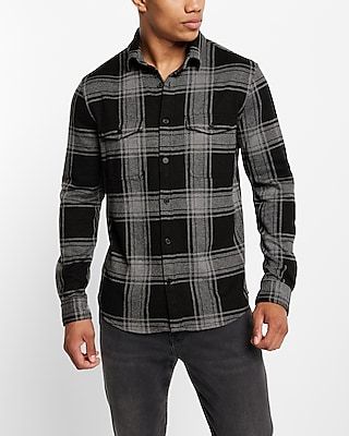 Plaid Sweater Flannel Black Men's S