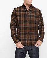 Plaid Stretch Corduroy Shirt Brown Men's S