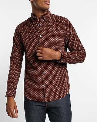 Geo Print Stretch Corduroy Shirt