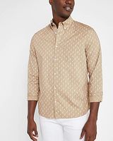 Geo Print Stretch Cotton Shirt Neutral Men's XS