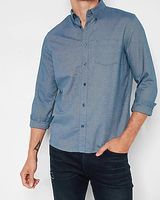 Solid Stretch Oxford Shirt Blue Men's XS