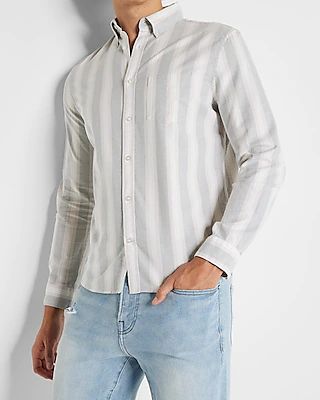 Striped Stretch Oxford Shirt Gray Men's XS