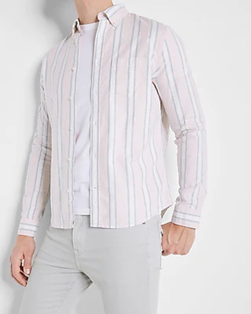 Striped Stretch Oxford Shirt Pink Men's XS