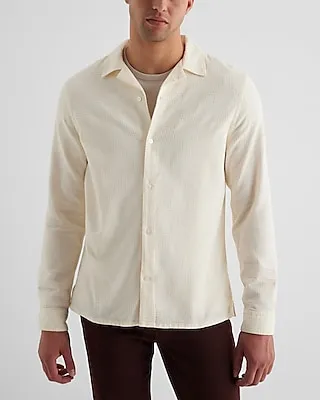 Woven Textured Cotton Shirt White Men's S