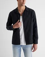 Woven Textured Cotton Shirt Black Men's S