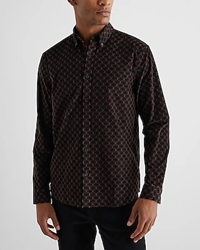 Express Men's Floral Geo Stretch Corduroy Shirt