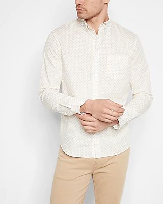 Geo Print Stretch Cotton Shirt Neutral Men's XL