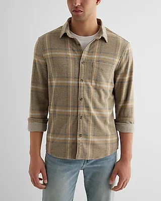 Plaid Sweater Flannel Shirt Multi-Color Men's S