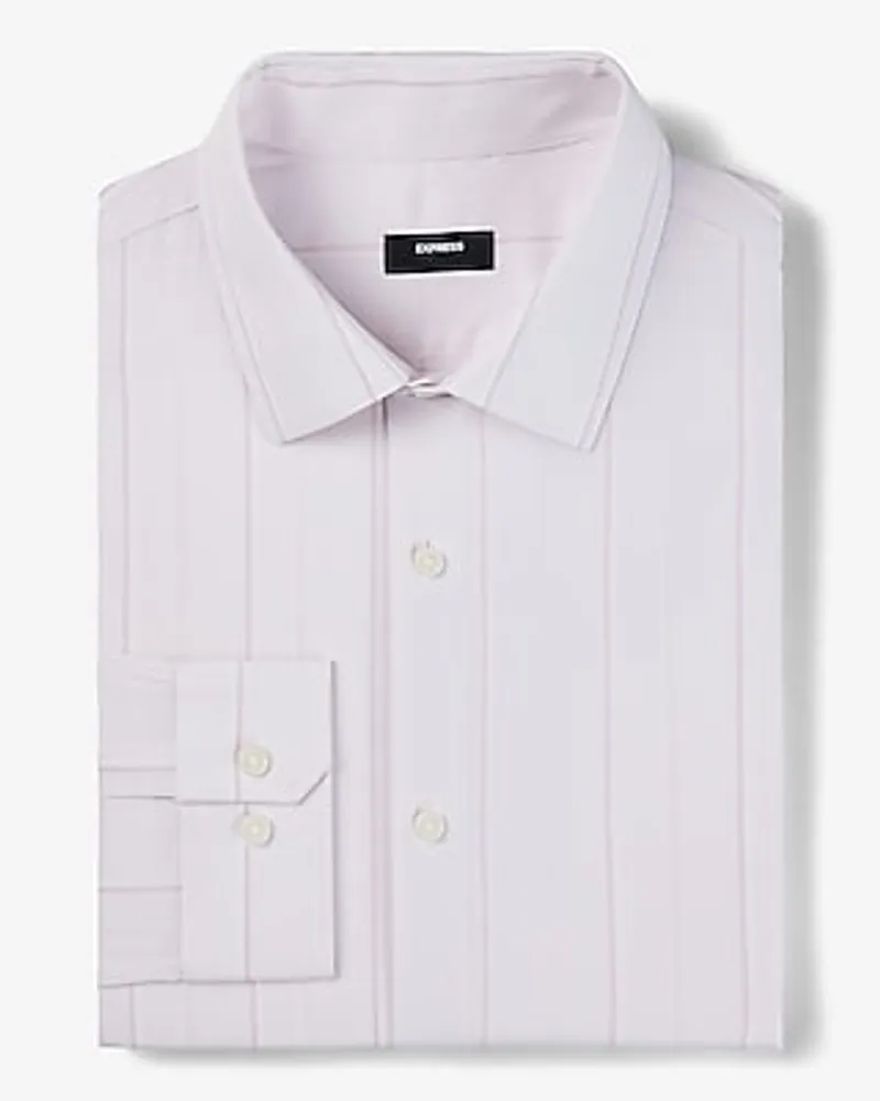 Big & Tall Slim Double Striped Stretch 1Mx Dress Shirt Pink Men's XXL