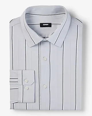 Big & Tall Slim Double Striped Stretch 1Mx Dress Shirt Gray Men's XXL