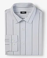 Big & Tall Slim Double Striped Stretch 1Mx Dress Shirt Gray Men's XXL