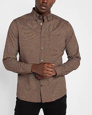 Geo Print Stretch Cotton Shirt