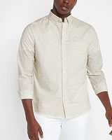 Dot Print Stretch Cotton Shirt Neutral Men's XS