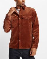 Solid Corduroy Shirt Jacket Brown Men's S