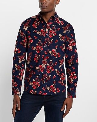 Floral Stretch Corduroy Shirt
